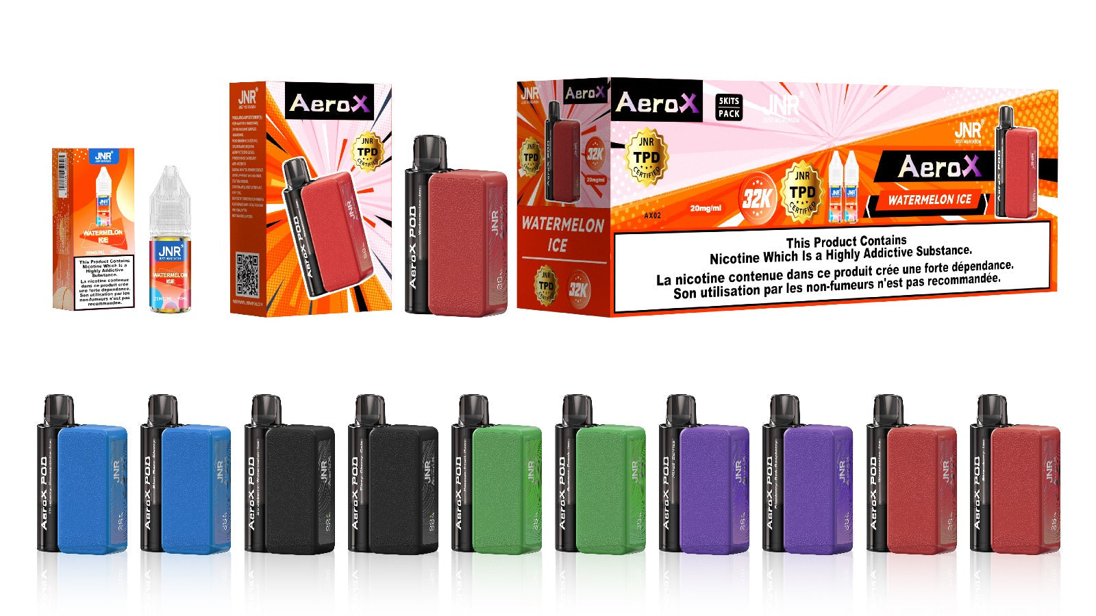 JNR Aero X 32000 puffs bar 20mg nicotine (Box of 10)