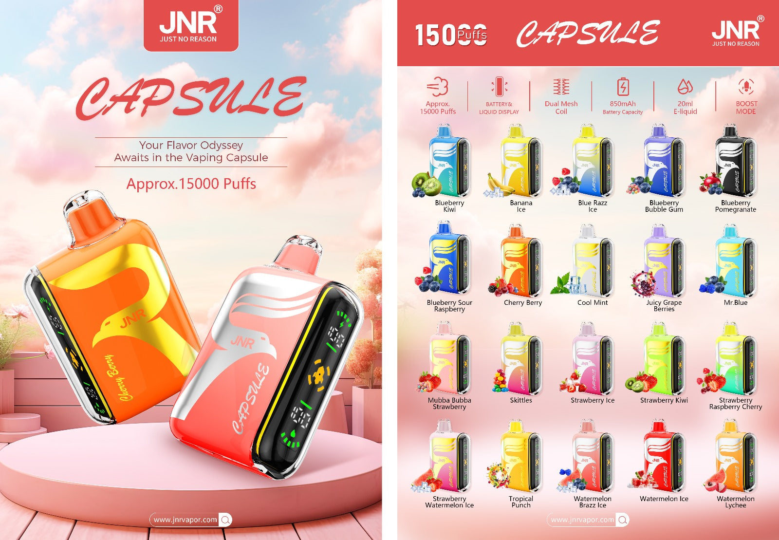 JNR Digital Box Capsule 15000 Puffs (Doos van 10)